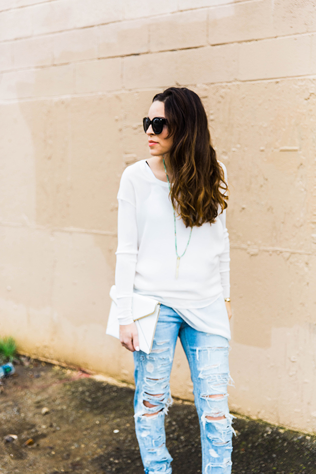 White + Destroyed denim