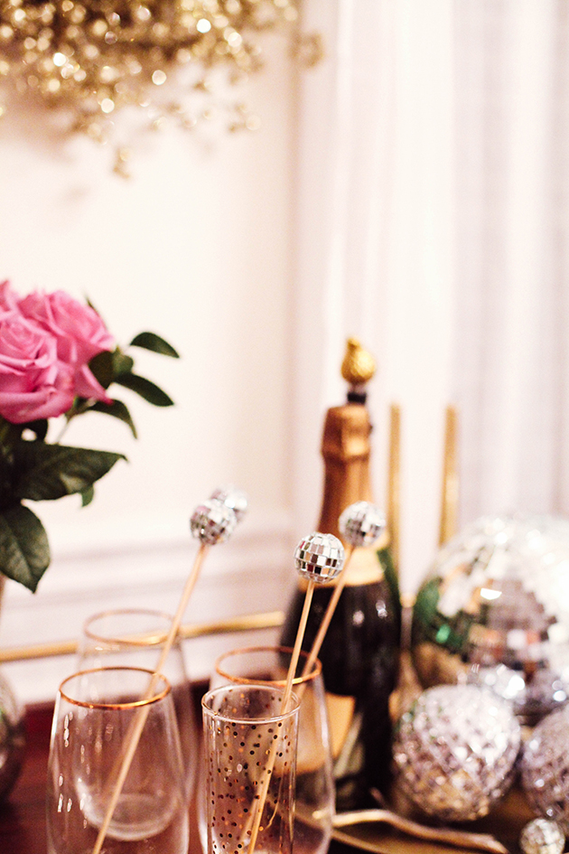 new year disco ball drink stirs