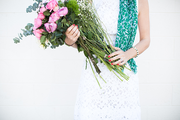 white and roses
