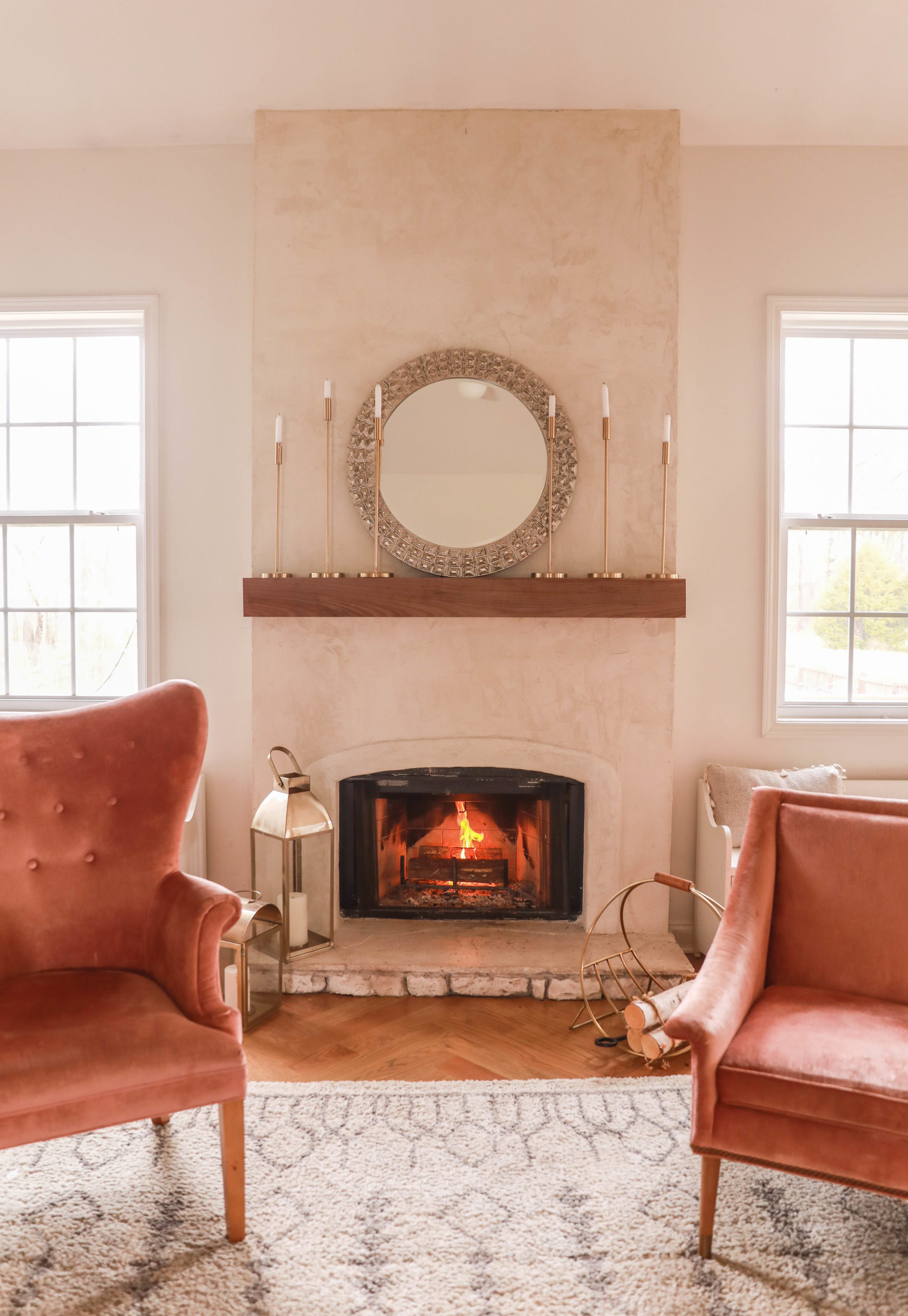 stucco fireplace design