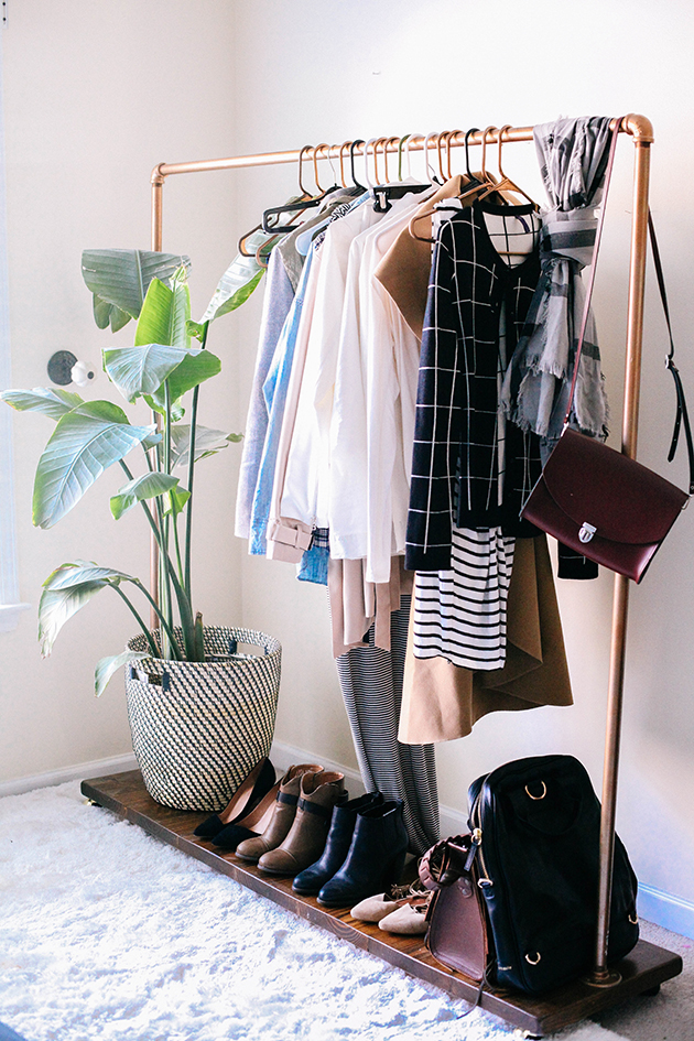 capsule wardrobe clothing rack
