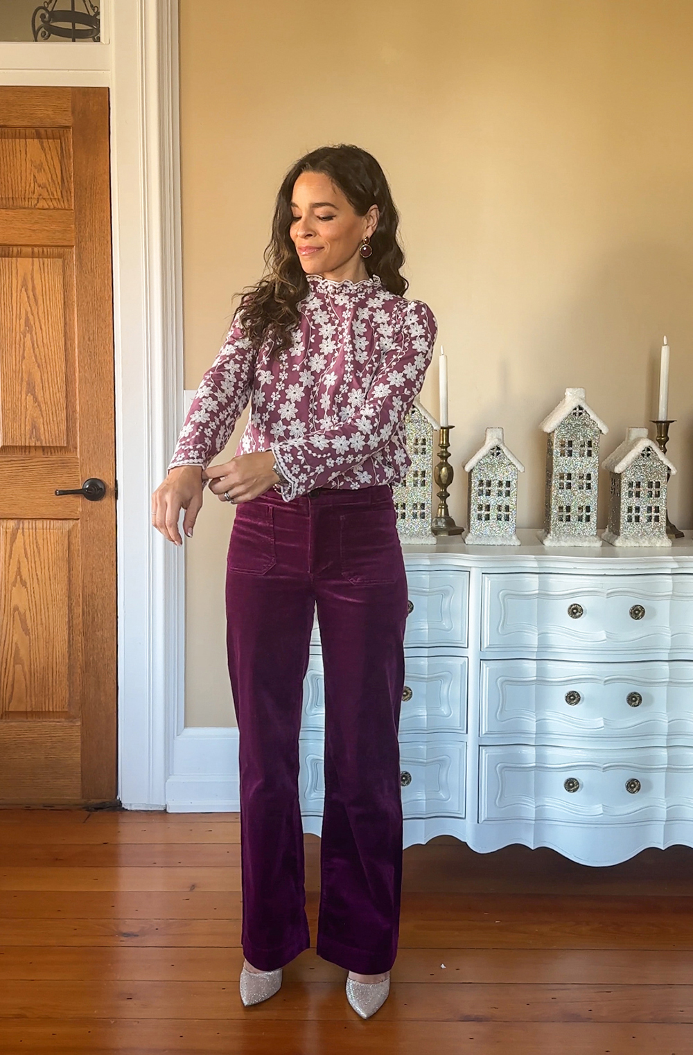 sezane embroidered top - holiday outfit ideas